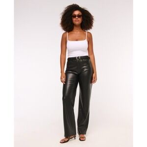 Abercrombie & Fitch Curve Love High Rise 90s Relaxed Vegan Leather Pant Sz 33/16